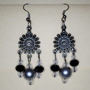 Gray Chandelier Earrings